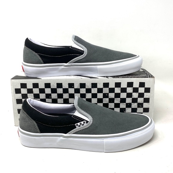 VANS Skate Slip On Shoes Suede Low Top Black Gray For Men Sneakers VN0A5FCAN42 - Picture 3 of 11